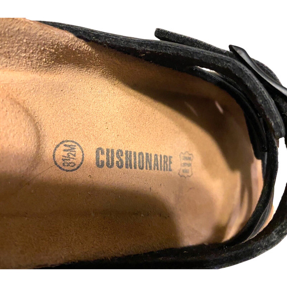 Cushionaire Leather Comfort Fit Sandal Navy Buckled Straps Size 8.5 M Adjustable - Picture 6 of 9